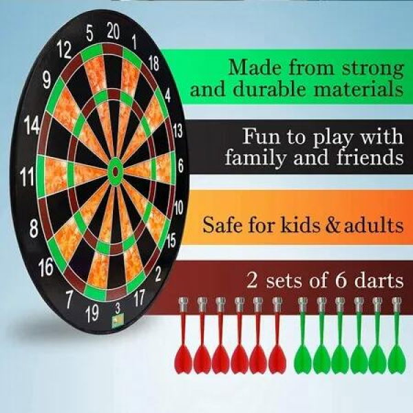 17-Inch Magnetic Dart Board for Indoor Games and Parties (Great gift for all Ages)