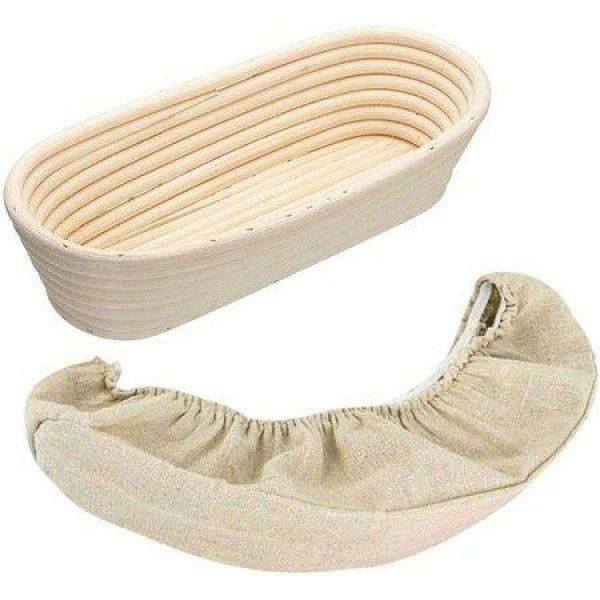 17*12*6CM Oval Bread Proofing Basket, Handmade Banneton Bread Proofing Basket Brotform with Proofing Cloth Liner for Sourdough Bread, Baking