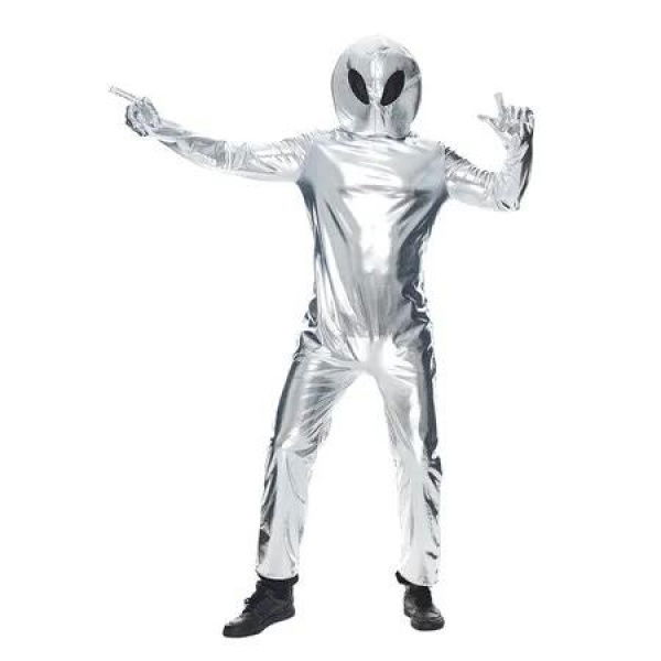 175-185cm Alien Costume Unisex Halloween Extraterrestrial Space Metallic Bodysuit Halloween Christmas Party Costume