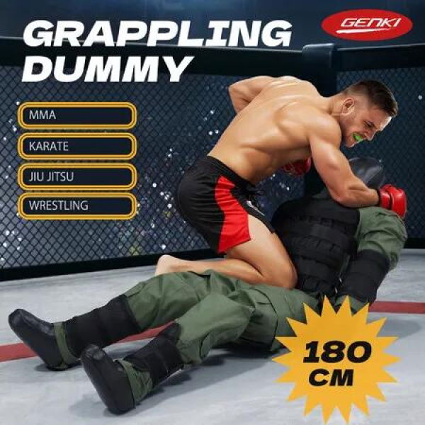 180cm Grappling Dummy BJJ MMA Jiu Jitsu Wrestling Unfilled Boxing Punching Bag Judo Karate UFC Kickboxing Practice Training Kicking Mannequin Genki