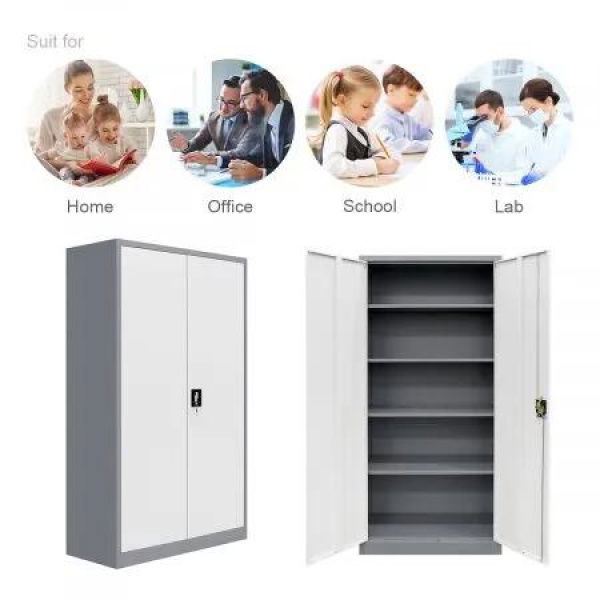 180Cm Safe Steel Locker File Storage Cabinet Cupboard W/4 Adjustable Shelf For School,Gym.Lab