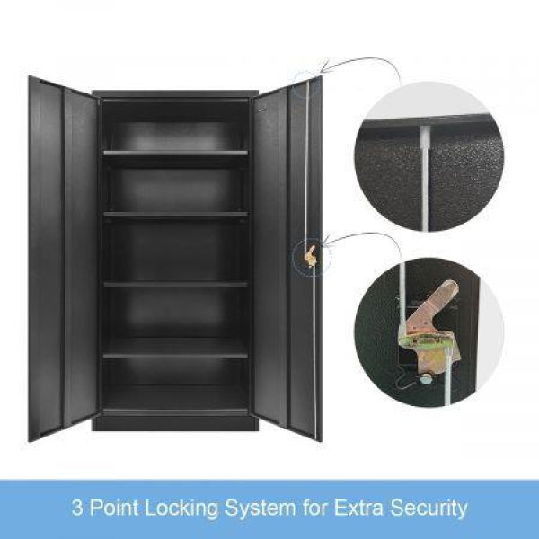 180Cm Steel Locker File Storage Cabinet Cupboard 3-Point Reinforced Locking For HomeSchoolLabGym