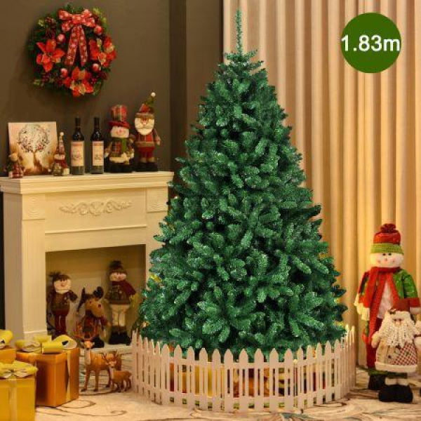 1.83m Christmas Tree With 1355 Tips & Foldable Metal Stand.