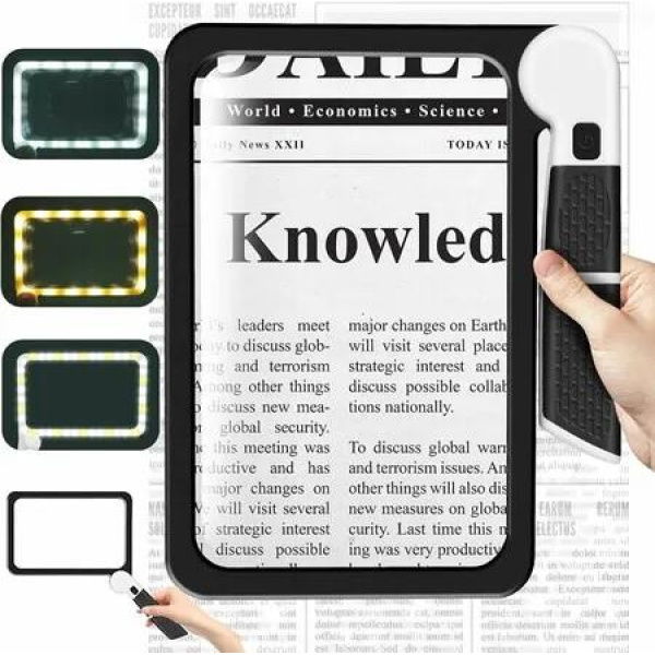 18.5 x 11 cm Page 5X Magnifying Glass for Reading, Large Folding Lighted Magnifier with 48 LED Lights with 3Modes for Seniors Reading Books, Prints