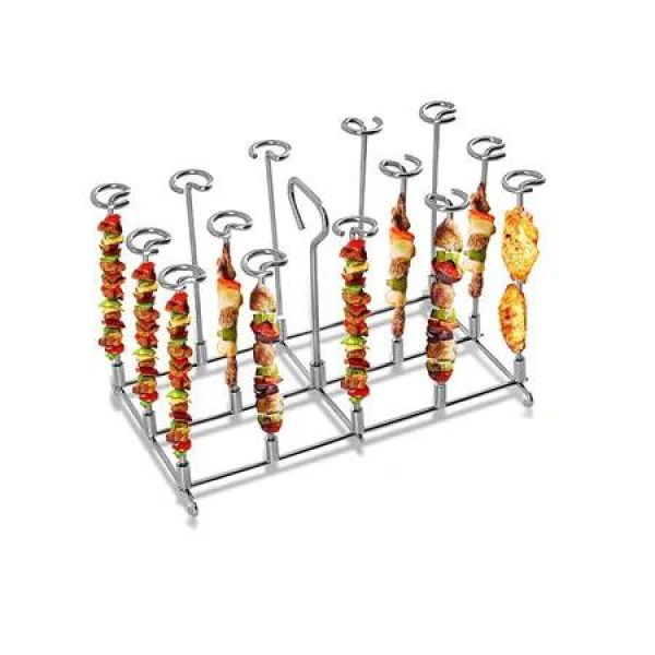 18.5*12*11cm Air Fryer Skewer Rack Square Stainless Steel Vertical Stand Safety Edges Accessories Gril