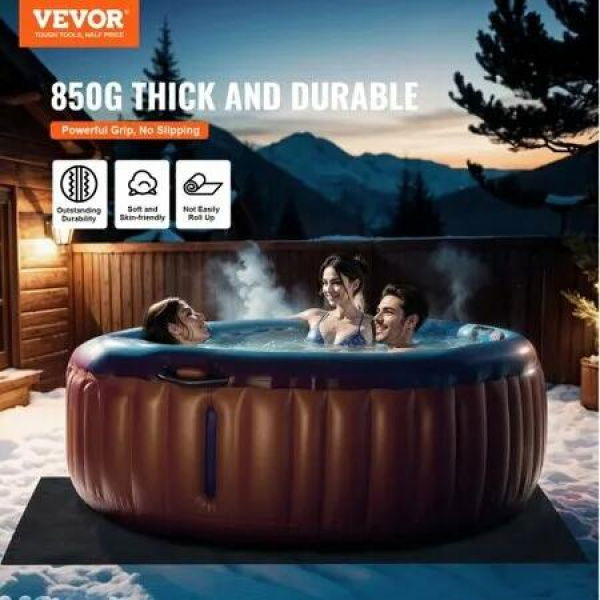 1.87 x 1.83 M Hot Tub Mat, Extra Large Inflatable Hot Tub Pad, Waterproof Slip-Proof Backing, Absorbent Spa Pool Ground Base Flooring Protector Mat Reusable Outdoor & Indoor, Also For Car Repair