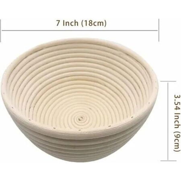 18*9CM Circle Handmade Banneton Bread Proofing Basket with Proofing Cloth Liner - Create Artisanal Loaves with Ease