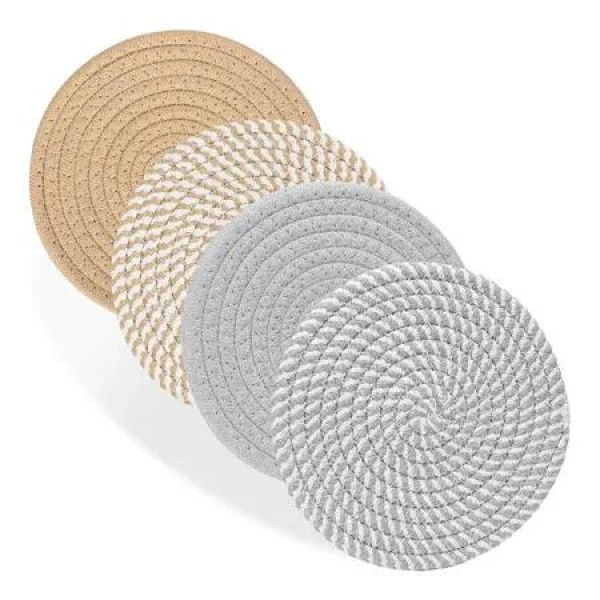 18CM Trivets for Hot Dishes, Hot pots and Pans, 4 Heat Resistant Hot Pads, Pot Holders for Kitchen, Home Essentials for Home and Farmhouse Decor, Yellow