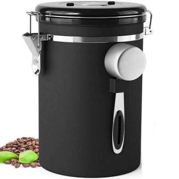 1.8L Airtight Coffee Canister Large Stainless Steel Bean Storage Container for Freshness