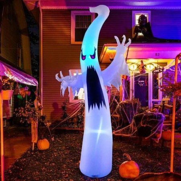 1.8m Halloween Inflatable Outdoor Colorful Dimming Ghost Blow Up Yard Decoration With LED Lights Built-in For Holiday/Party/Yard/Garden.