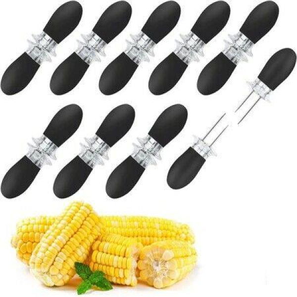 18 Pcs/9 Pairs Black Corn Holders BBQ Forks Skewers For Home Cooking Parties Camping.