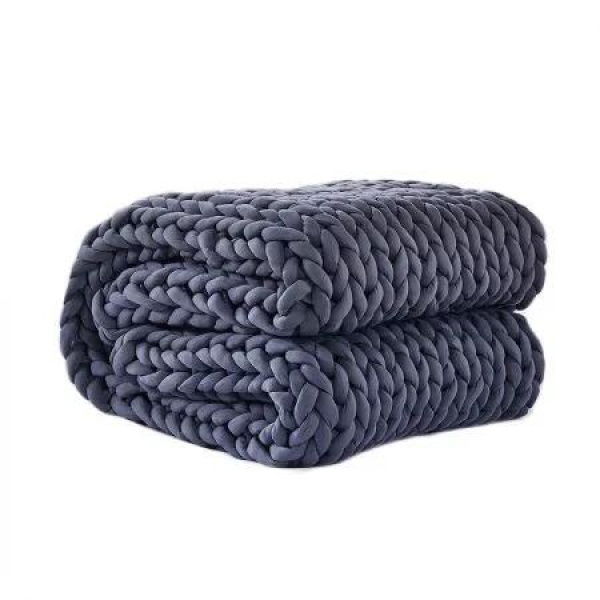 198x122cm 6.5kg Double Size Knitted Weighted Blanket in Dark Grey Colour