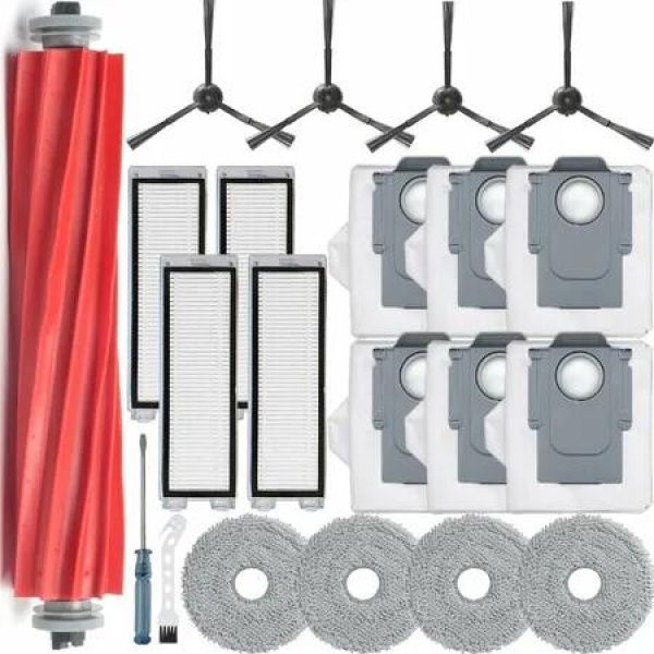 19Pcs Replacement Parts for Roborock Q Revo,Q Revo Vacuum Cleaner Accessories Kit,1 Main Brush 4 Mop Pads 4 Side Brush 4 Hepa Filters 6 Vacuum Bags