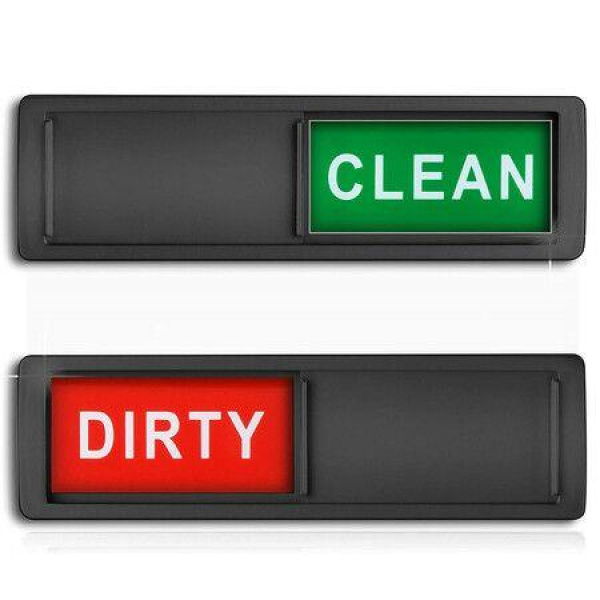 1 Pack Dishwasher Magnet Clean Dirty Sign Non-Scratching Strong Clean Dirty Magnet With Clear Colored Text For Dishwasher Kitchen (Black)