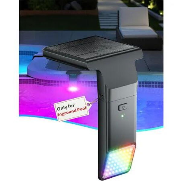1Pack Solar Pool Lights Only for Inground Pool, 10 Color 4 Mode Light Sensing LED, Underwater Lighting, Waterproof Design, Only for Inground Pool