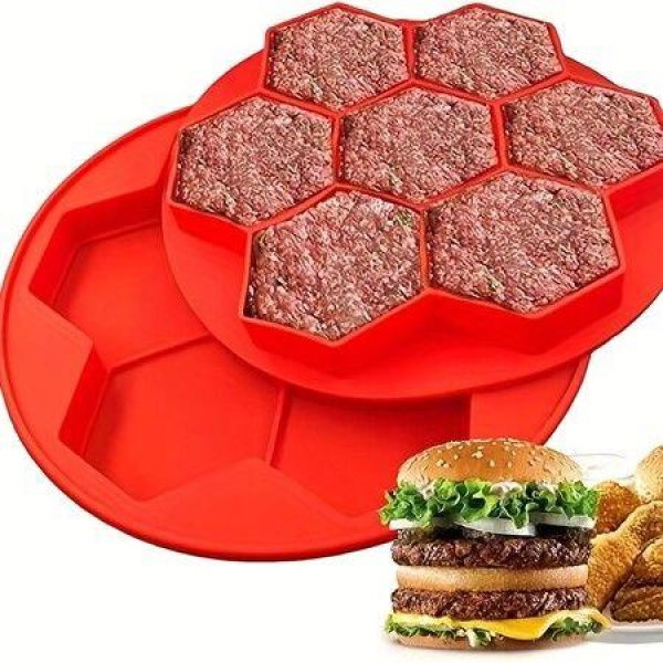 1pc Burger Patty Maker Silicone Burger Press Freezer Container 7 In 1 Small Multi Burger Forming Mold Meat Slider Shape Tray Freezer Storage Container