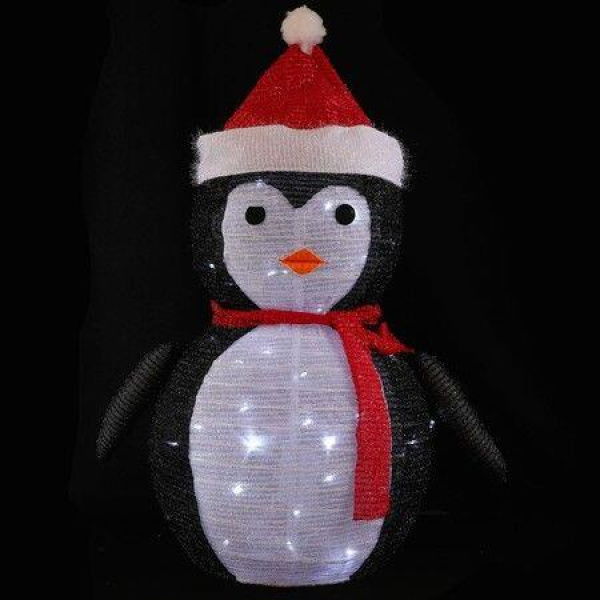 1PC Christmas Light Up Ornament Lighted Christmas Penguin Decoration Christmas Light Outdoor Decoration Luminous Christmas Decor Bracket Ornaments