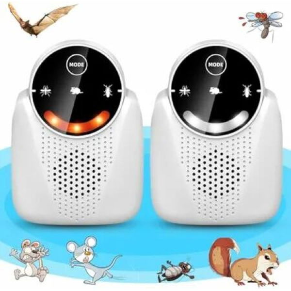 1PC Ultrasonic Pest Repeller Indoor with LCD,Rodent Repeller Ultrasound Repellent for Roach Rodent Mouse Bugs, Indoor Pest Control Color White