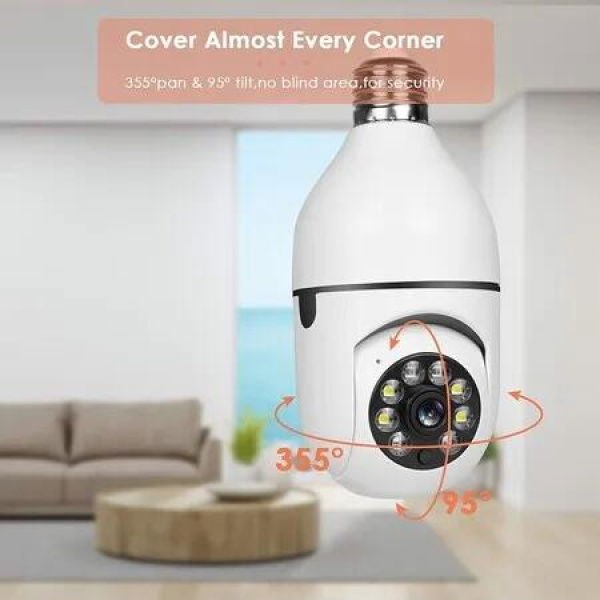 1PC Wireless Light Bulb Camera with 1080p Resolution and 360Â° Coverage, Night Vision Real-time Motion Detection