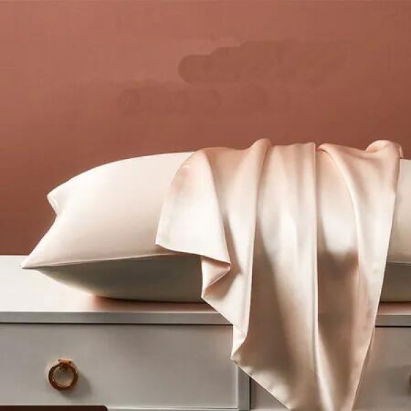1Pcs 100% Pure Mulberry Silk Pillowcase for Hair and Skin, Allergen Resistant Dual Sides with Hidden Zipper, Size, 51 x 91 cm, Taupe