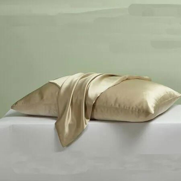 1Pcs 100% Pure Mulberry Silk Pillowcase for Hair and Skin, Allergen Resistant Dual Sides with Hidden Zipper, Standard Size,51 x 66 cm, Champagne