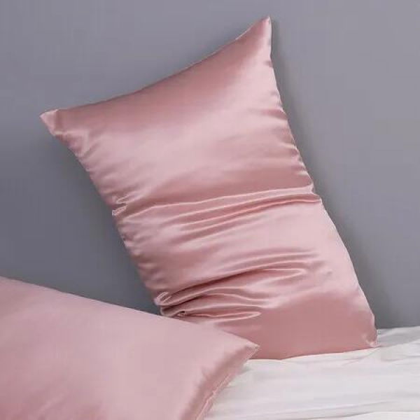 1Pcs 100% Pure Mulberry Silk Pillowcase for Hair and Skin, Allergen Resistant Dual Sides with Hidden Zipper, Standard Size,51 x 66 cm, Pink