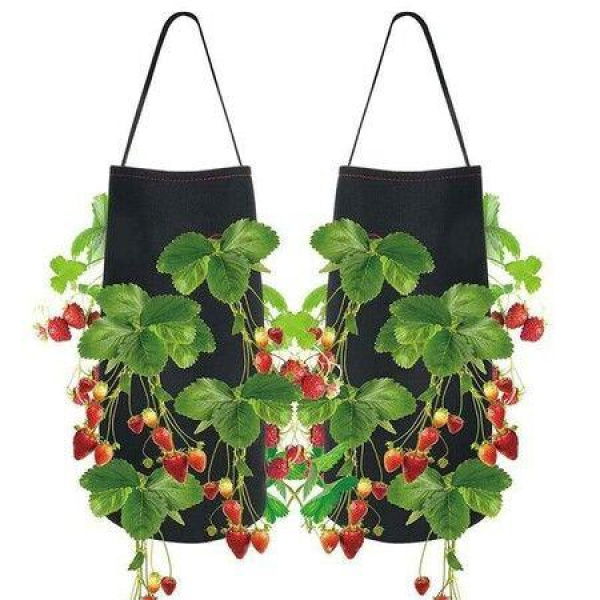 1Pcs Garden Hanging Strawberry Plant Bag Multifunctional Vegetable Flower Plant Growing Bags For Strawberry Flowers Black