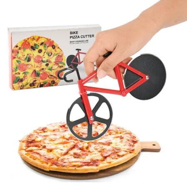1Pcs Pizza Cutter Red Bicycle Bike Pizza Cutter Wheel Kitchen Utensils Pizza Baking Bar Tools