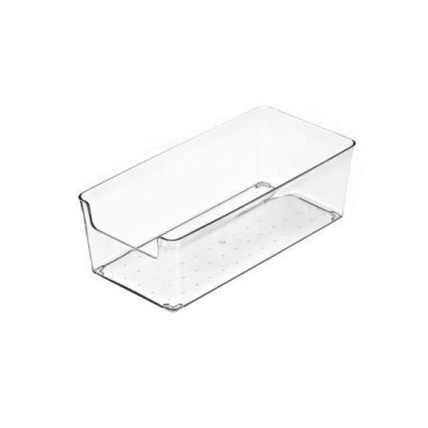 1 Pc Stackable Pantry Organizer Bins For Kitchen Freezer Countertops Cabinets - Plastic Food Storage Container With Handles For Home And Office 19.6*9.5*6.2 Cm