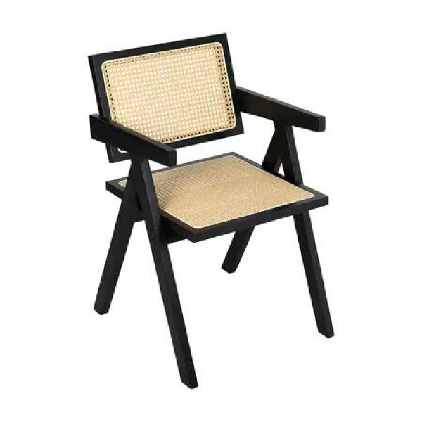 1x Black Wicker Armchair Dining Chair