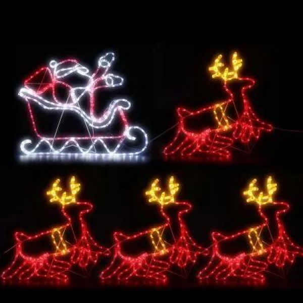 1X Christmas Lights Reindeer Sleigh 806 LED Decorations Jingle Jollys