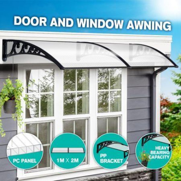 1X2M Sun Rain Snow Blocking Door Window Awning Cover Hold Up To 140Kg