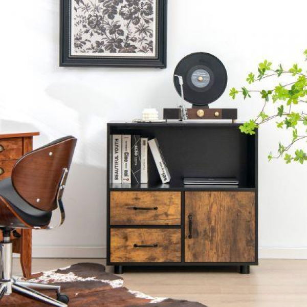 2 Drawer File Cabinet With Door With Industrial Style For Living Room