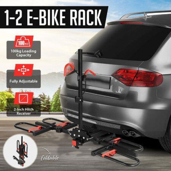 2 Ebike Rack Electric Bicycle Carrier Hitch Rear Platform For Car SUV Foldable 2 Inch Hitch Receiver Steel 100Kg