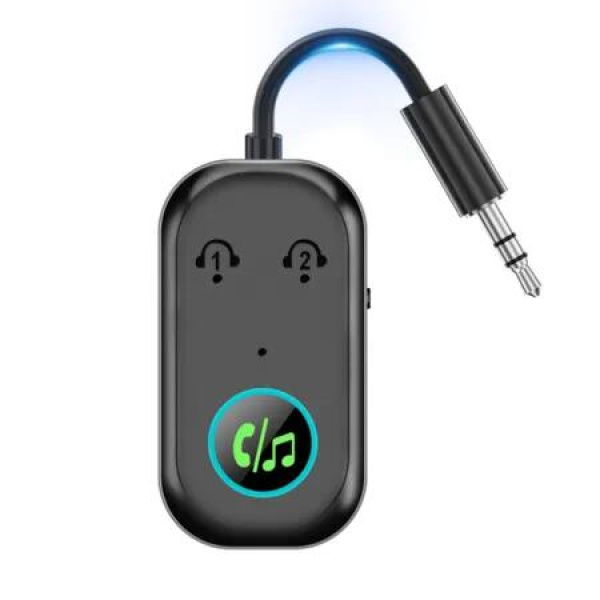 2-in-1 Airplane Bluetooth Adapter for Headphone 3.5MM to Bluetooth 5.3 Transmitter for TV, Airplane,Home Stereo,Speakers,Headphone,Car