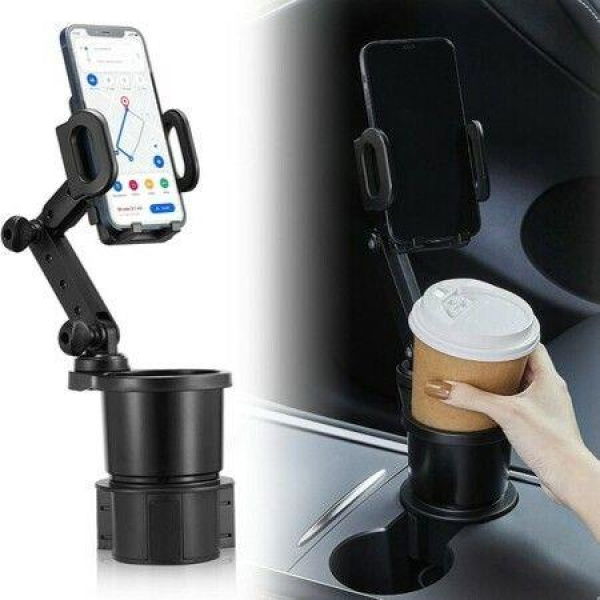 2 In 1 Car Phone Cup Holder Mount Multifunctional Cup Holder Expander With Cell Phone Automobile Cradle Stand