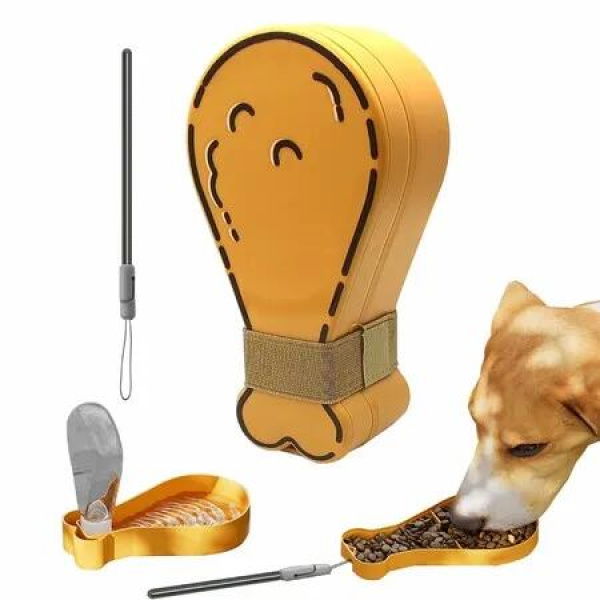 2 in 1 Dog Water Bottles Bowl For Outdoor,With 200ml Water Bottle And 90g Dog Bowl Slow Feeder For Pet Walking Travel Hiking Color Orange