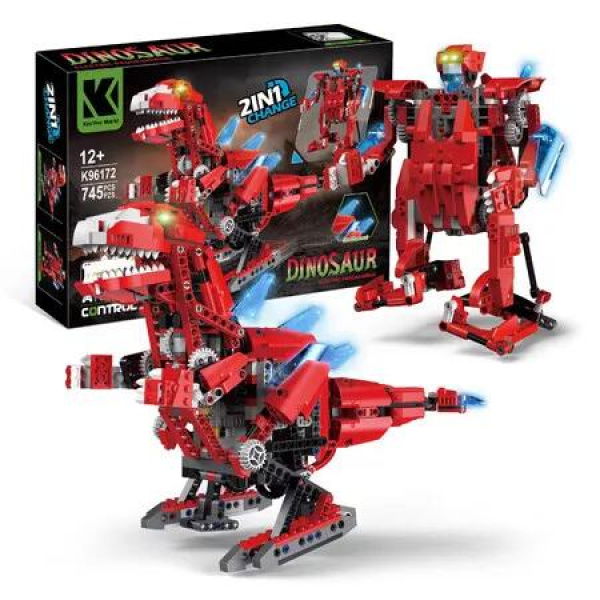2-in-1 Electric Building Blocks 745 Pcs Remote Control Dinos Robot Toy Set App and Remote Controlled Programming STEM Educational Toys for Boys Ages 12+