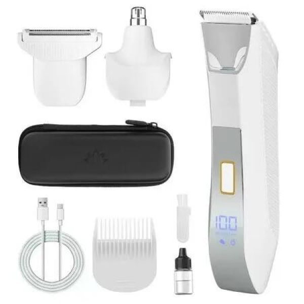 2-in-1 Electric Trimmer for Women,Dual Head Shaver for Body Pubic Hair Painless Smooth No-Nick Shaving IPX7 Waterproof with Travel Lock LED Display