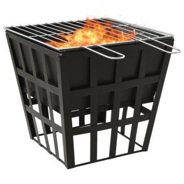 2-in-1 Fire Pit and BBQ 34x34x48 cm Steel