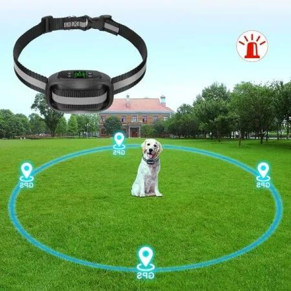 2-in-1 GPS Wireless Electric Dog Fence and Anti-bark Dog training collar with Beep/Vibration/Shock 3 Modes - Safe Containment System Black