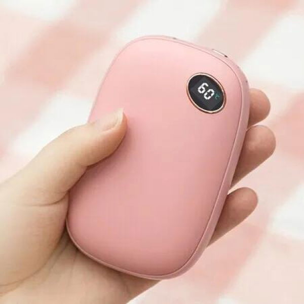 2-in-1 Hand Warmer Power Bank with Digital Display, Quick Heating, and 3 Temperature Settings - Portable Winter Gadget,Pink