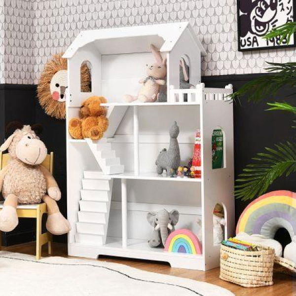 2-in-1 Kids Dollhouse With Large Space For Toddlers