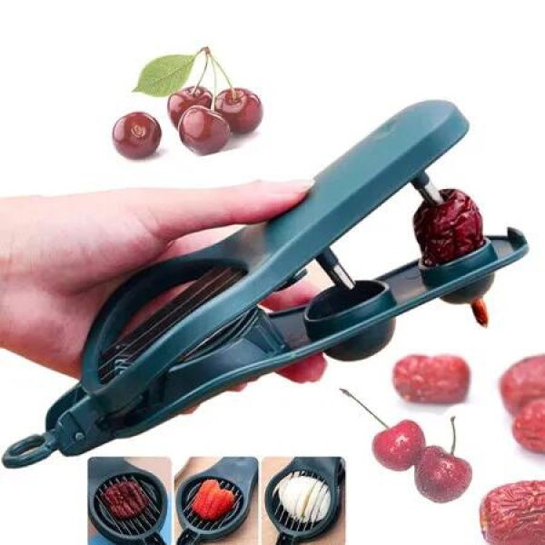 2 in 1 Multi-Functional Cherry Pitter and Fruit Pit Remover, Fruit Cutter, Cherry Pitter Tool for Cherries, Grapes, Olives, Jujube, and More