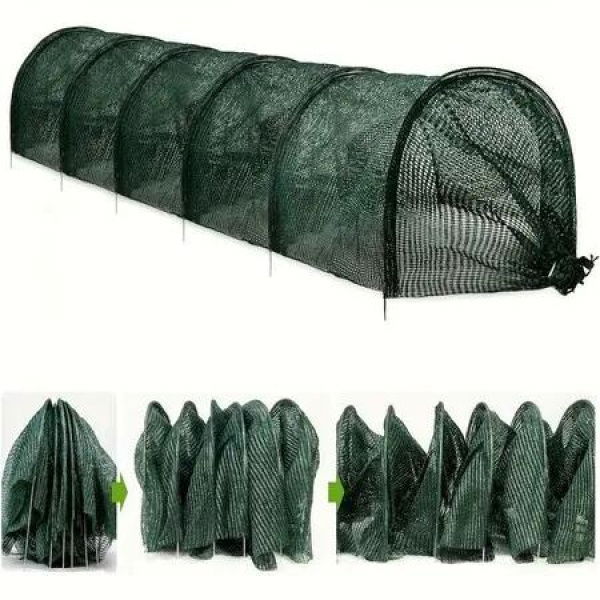 2-in-1 Portable Greenhouse Sun & Heat Protection Garden Tunnel Shade Net with Quick-Release Vegetable Plant Cover (Pack of 1)