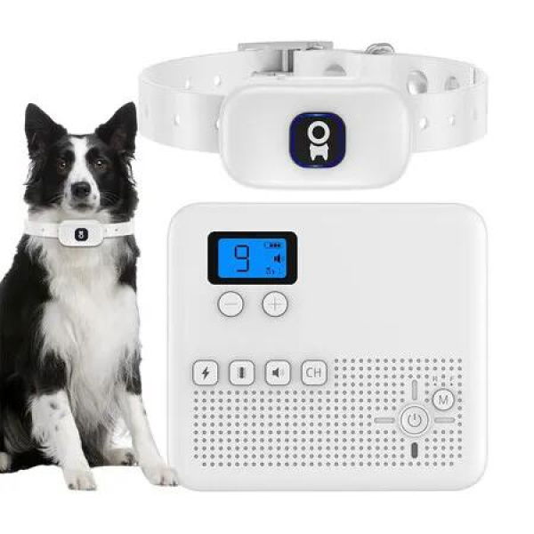 2 in 1 Wireless Dog Fence and Remote Training Collar, Waterproof and Rechargeable Training Collar Receivers for 1 Dog (White)