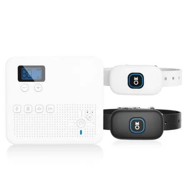 2 in 1 Wireless Dog Fence and Remote Training Collar, Waterproof and Rechargeable Training Collar Receivers for 2 Dogs (White)