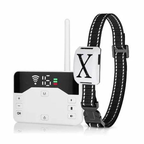 2-in-1 Wireless Dog Fence Remote Training Collar Electric Fence for Dogs with Adjustable Range IPX6 Waterproof Receiver,Pets Containment System