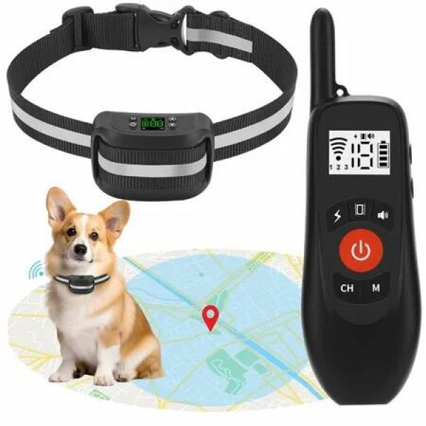2-in-1 Wireless Dog Fence Remote Training Collar Portable Pet Containment System Electric Dog Fence Beep Vibration Shock Correction Mode