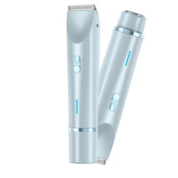 2 in 1 Women Electric Shaver, Dual Head Bikini Trimmer for Women, Body Hair Trimmer, Blue